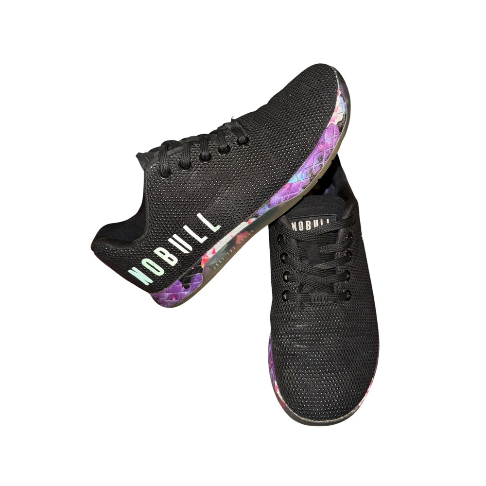 NOBULL SuperFabric Trainer Womens 6.5 Black Floral Sole Training Shoes